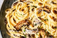 Rich Truffle Cream Tagliatelle with Crispy Bacon and Forest Mushrooms