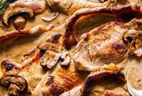 Decadent Pork Loin Steaks with Creamy Mushroom and Shallot Sauce
