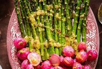 Crisp Roasted Asparagus and Radishes with Zesty Mustard Vinaigrette