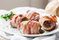 Gourmet Bacon Wrapped Chicken Thighs with Mushroom and Goat Cheese Filling
