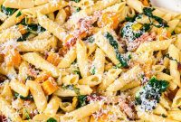 Golden Roasted Squash Pasta with Smoky Pancetta and Tender Swiss Chard
