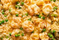 Prawn Risotto with Cherry Tomatoes and Garden Peas