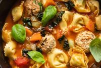 Comforting Chicken Meatball Tortellini Soup