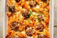 Creamy Baked Vodka Penne with Savory Meatballs