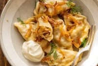 Tangy Sauerkraut and Earthy Mushroom Vareniki