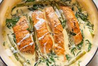Classic Salmon Florentine with Asparagus and Spinach