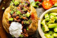 Chimichurri Baked Potatoes with Fiery Beans