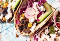 Black Bean Corn Tacos Topped with Zesty Cilantro Lime Slaw