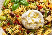 Creamy Burrata Pasta Salad with Zesty Lemon Basil Vinaigrette