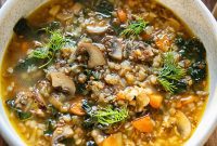 Hearty Mushroom Soup with Toasted Buckwheat