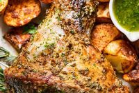 Herbed Roast Lamb Leg with Zesty Mint Drizzle