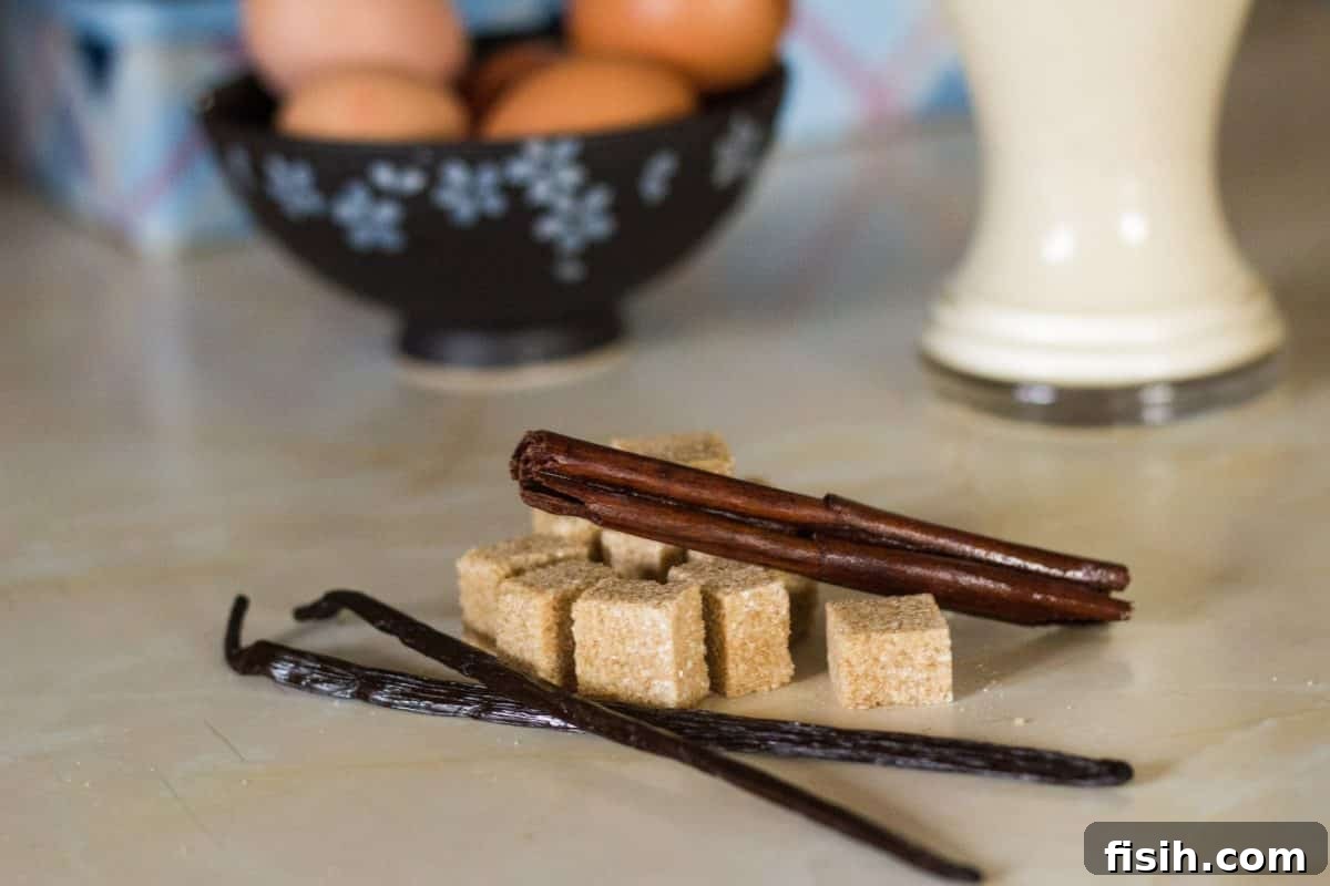 Handcrafted Holiday Eggnog 3 spices on a table with eggs