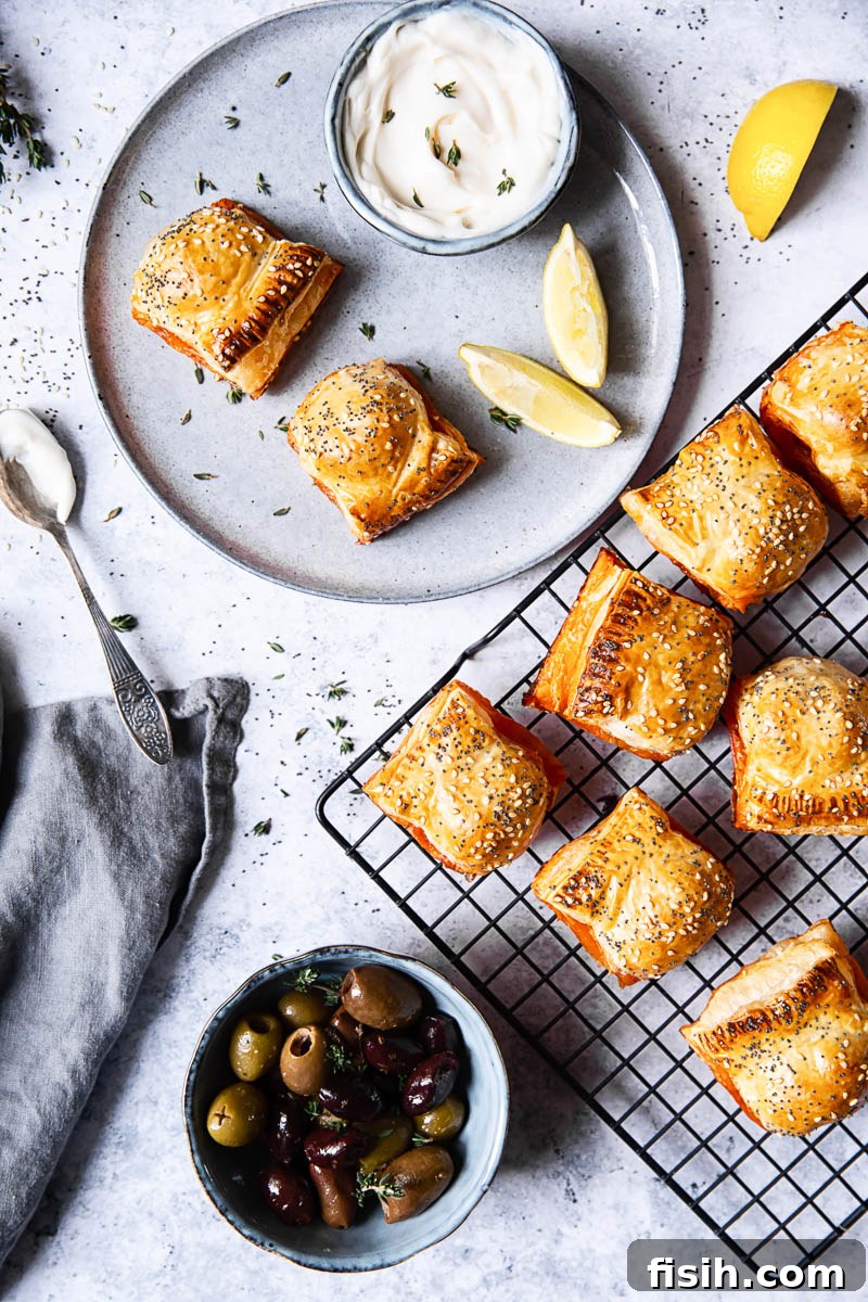 Chorizo Sausage Rolls displayed from a top-down view on a wire rack