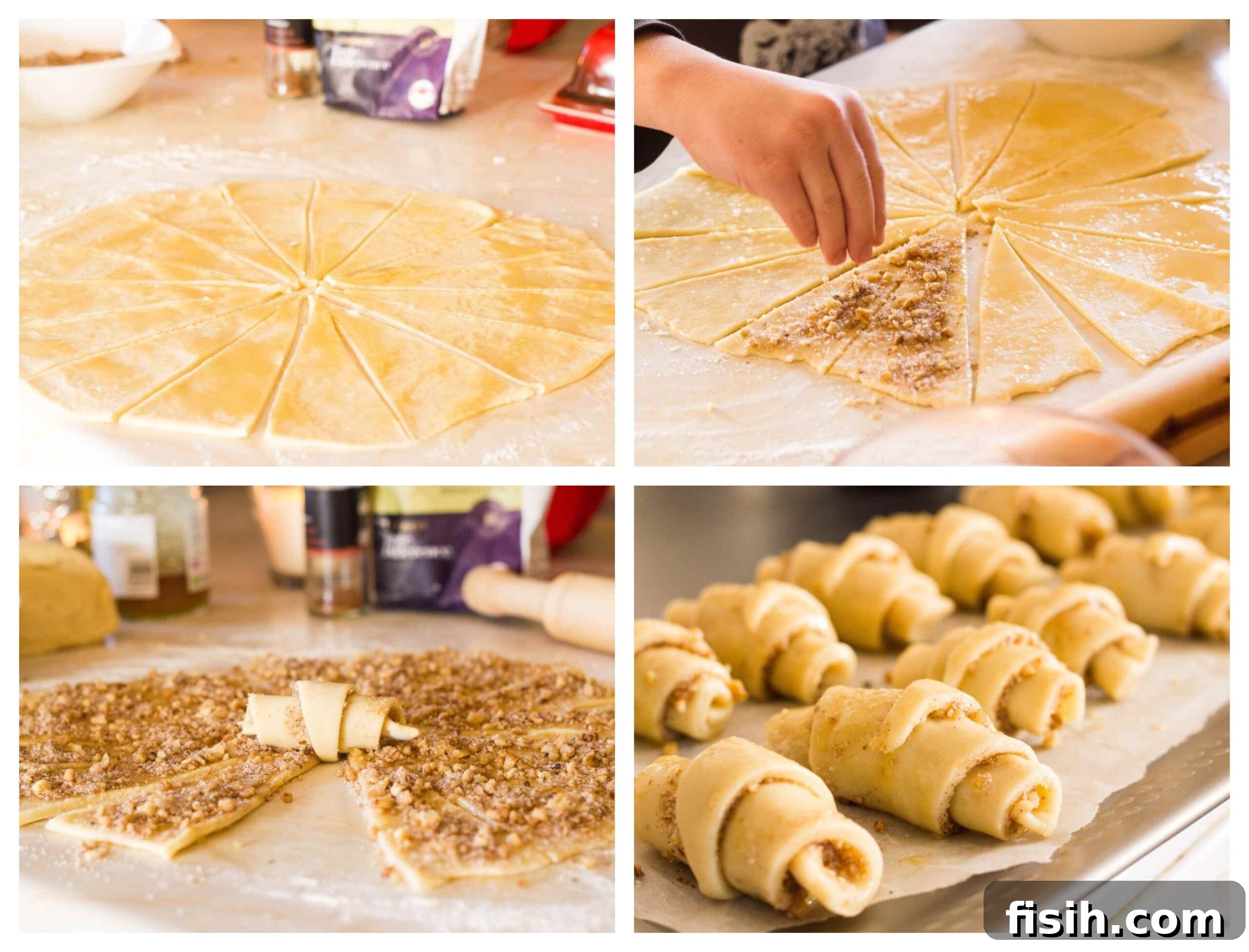 Honey-Kissed Cinnamon Walnut Rugelach 5 process images for making rugelach