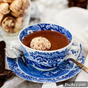 Image of Italian Hot Chocolate with Floating Meringue Kiss for the recipe card.