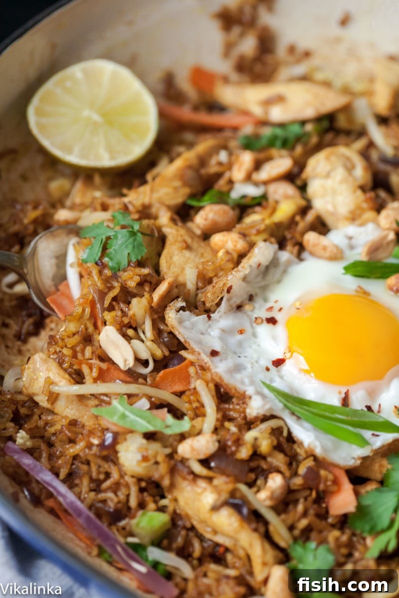 close up of Nasi Goreng in a pan