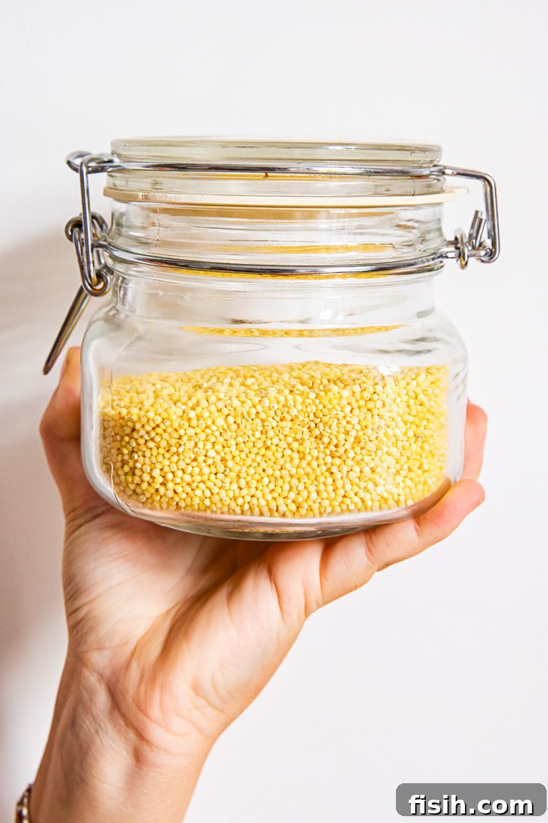 Honey-Glazed Plum & Millet Delight 3 millet grain in mason jar