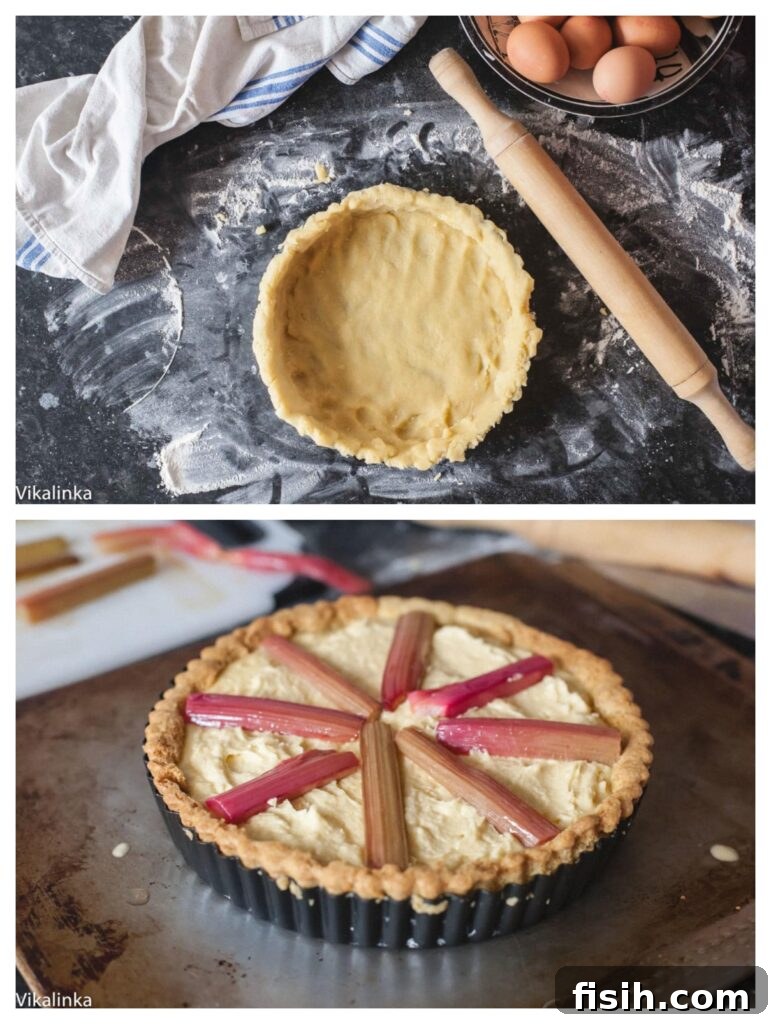 Rhubarb Bakewell Tart Process Images