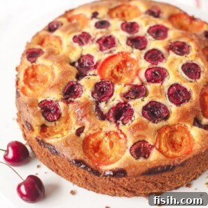 Cherry and Apricot Cake with Amaretto Cream