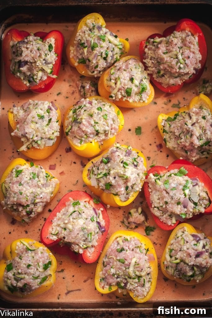 Aromatic Garden Stuffed Peppers 4 Freshly cooked millet ready to be mixed into the healthy stuffed pepper filling, alongside vibrant green parsley and savory ground pork.