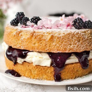 Victoria Sponge Cake with Blackberry Compote