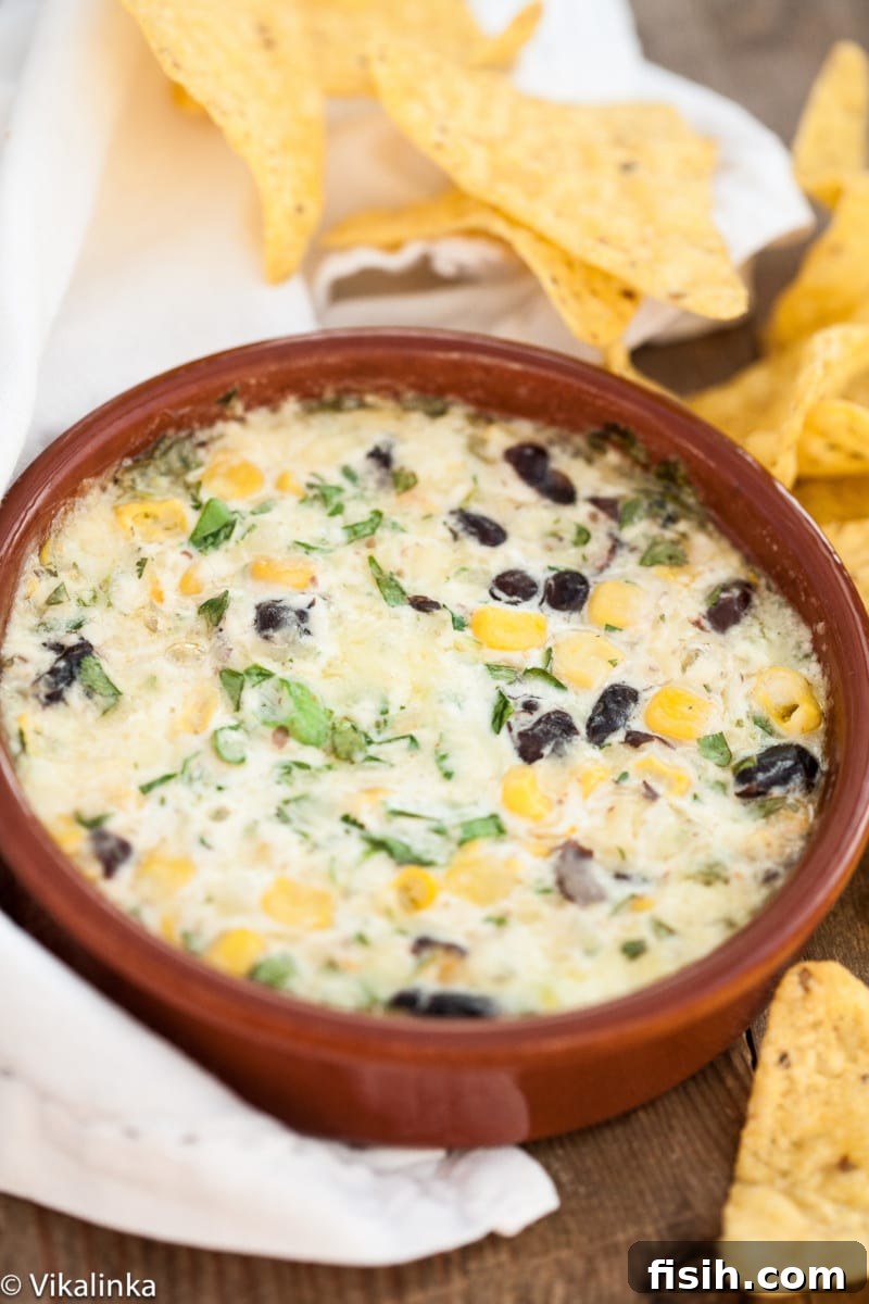 cheesy smoked cheddar southwest dip with black beans and corn