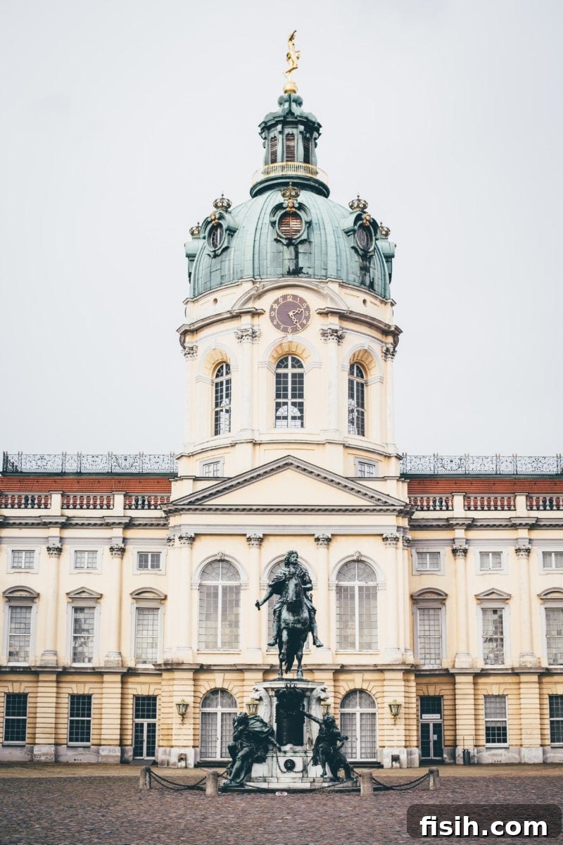 Old Berlin's Shimmering Splendor 2 Stunning exterior of Charlottenburg Palace in Berlin, a symbol of Prussian grandeur.