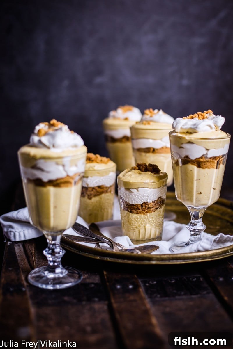 Pumpkin Mousse in a serving glass with a spoon