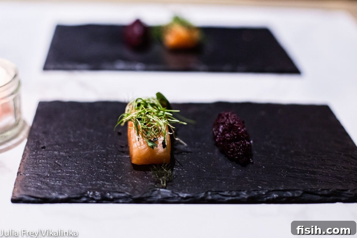 A main course dish, perhaps a meat accompanied by vegetables and a rich sauce