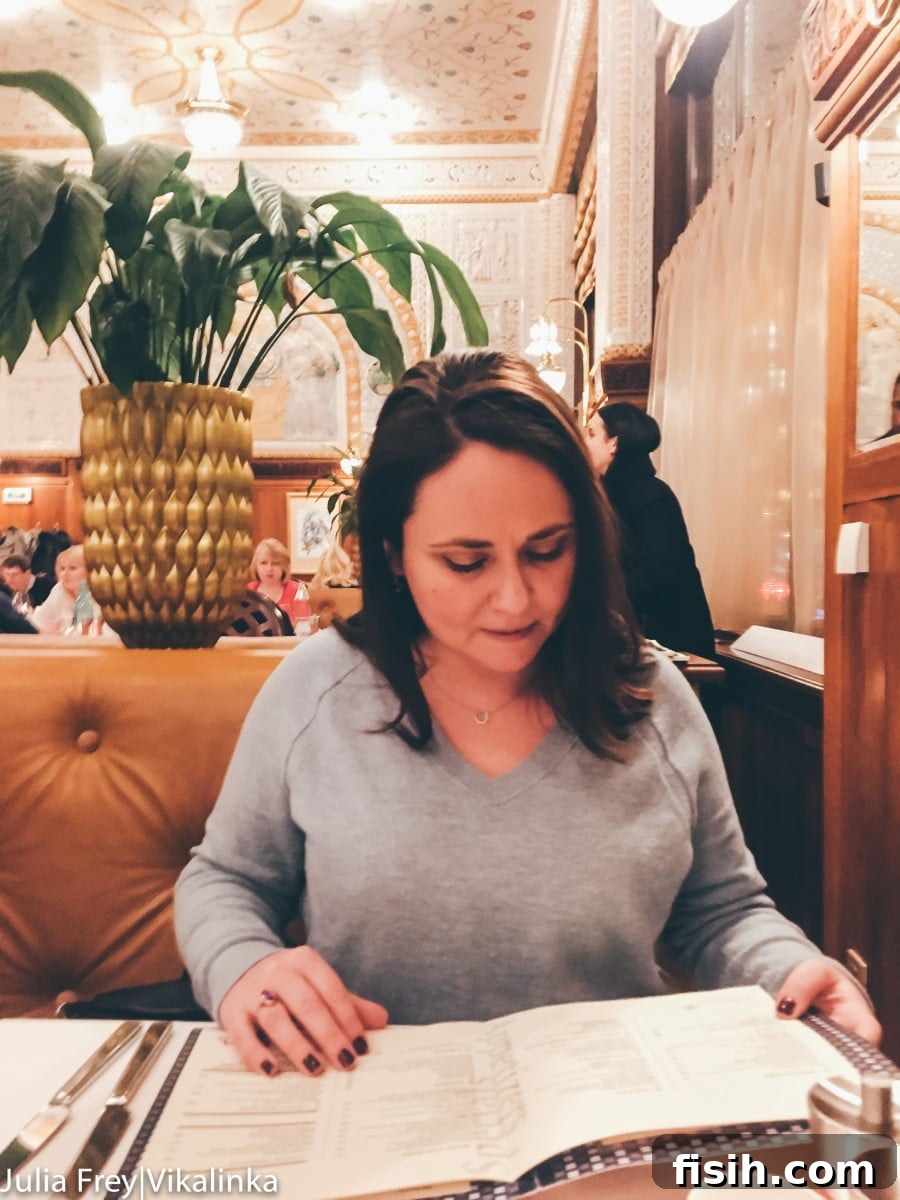 Elegant interior of a Prague restaurant, hinting at a fine dining experience