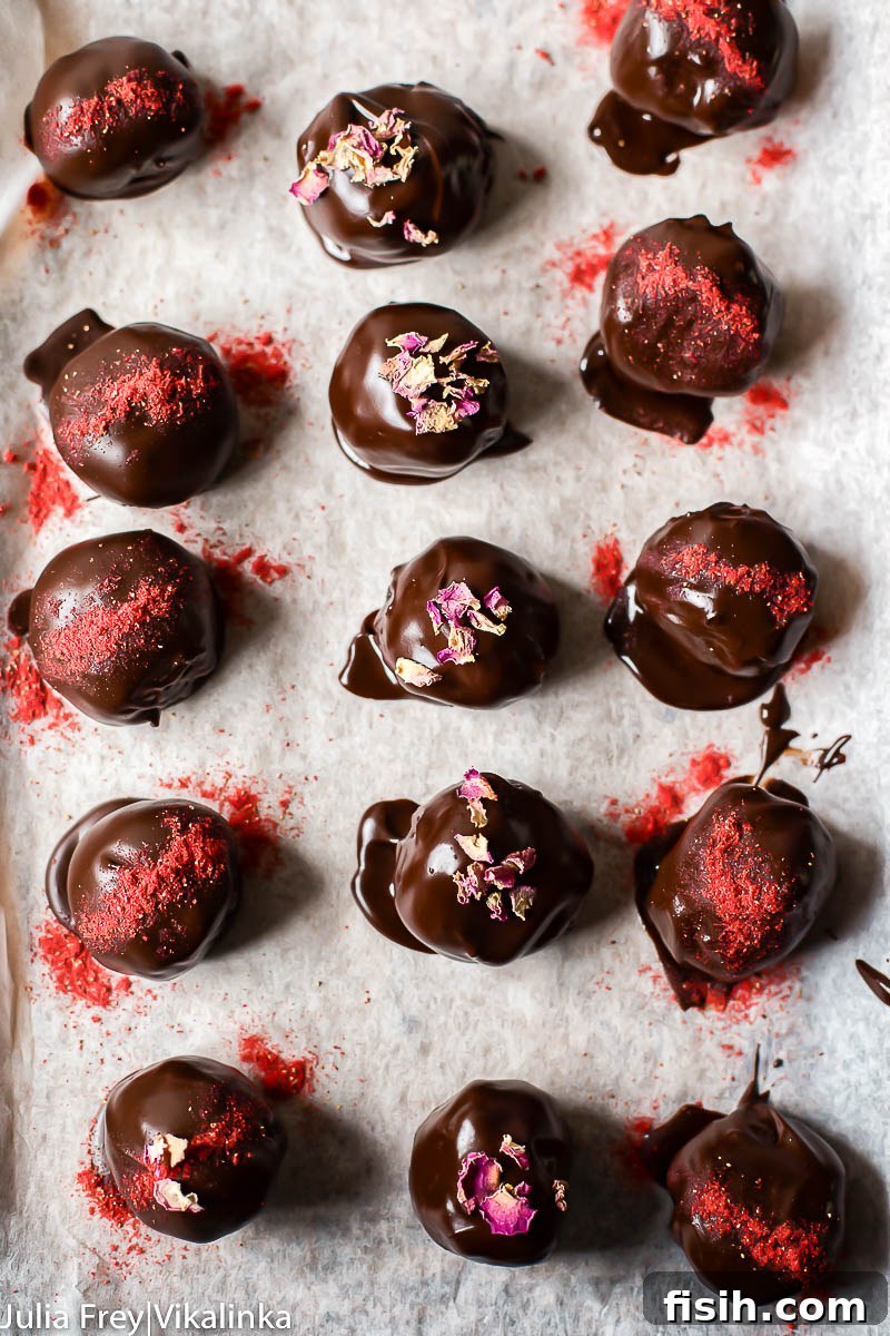 top down view on 3 rows of cake truffles