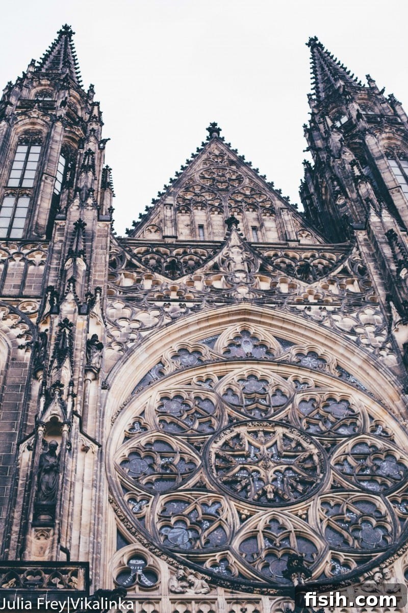 Historic building facade inside Prague Castle