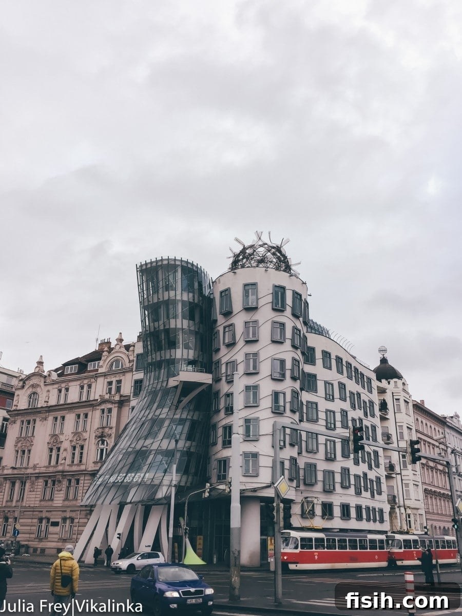 The unique architecture of the Dancing House in Prague