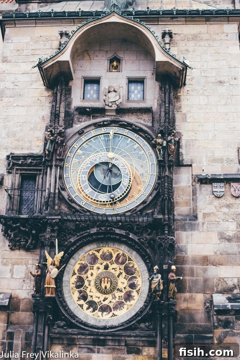 Astronomical Clock detail on Old Town Hall facade