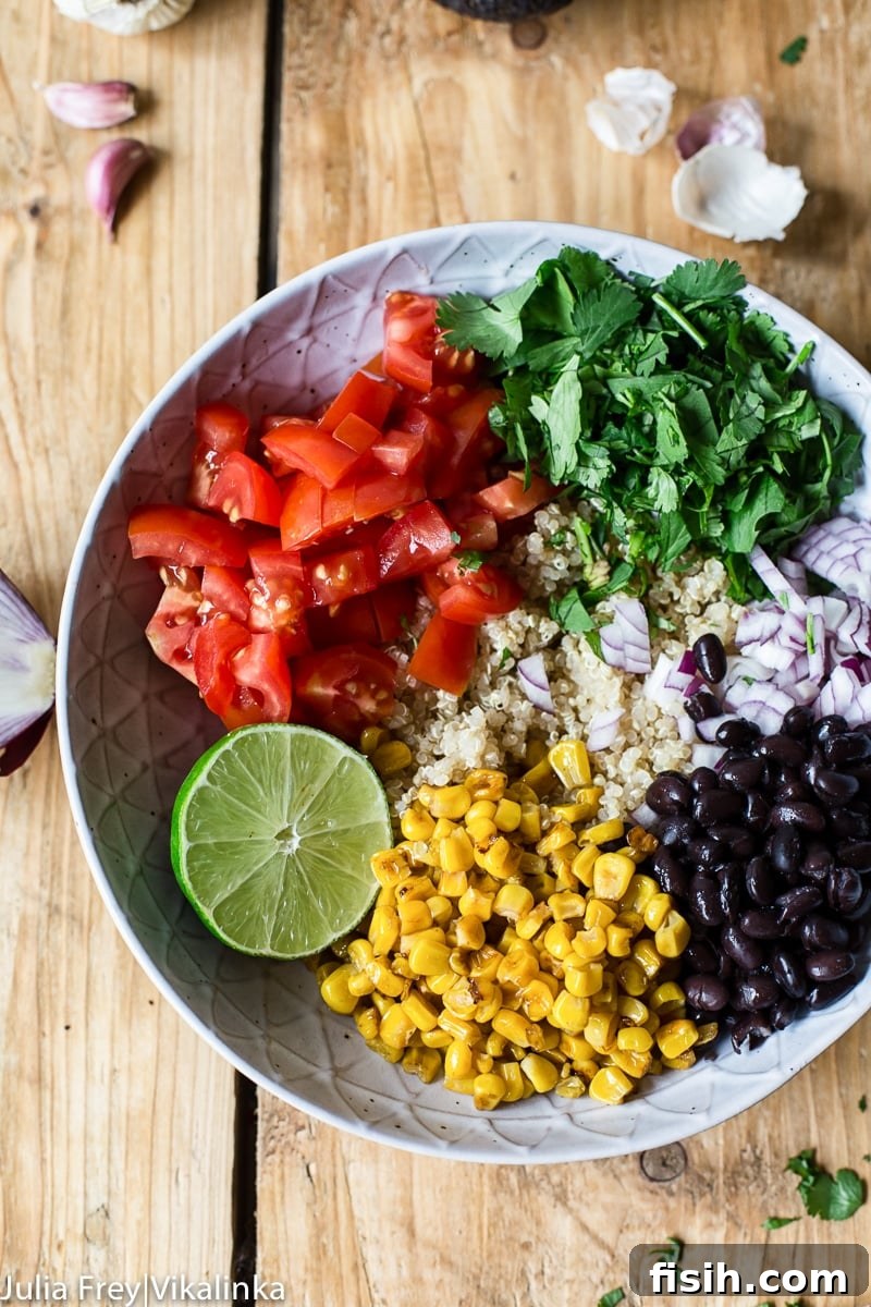 Fiesta Chicken Fajita Bowl 5 Chicken fajita bowl from the top down