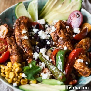 Fiesta Chicken Fajita Bowl 8 Chicken Fajita Bowl on a tablecloth