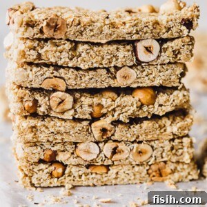 Stack of granola bars on parchment paper