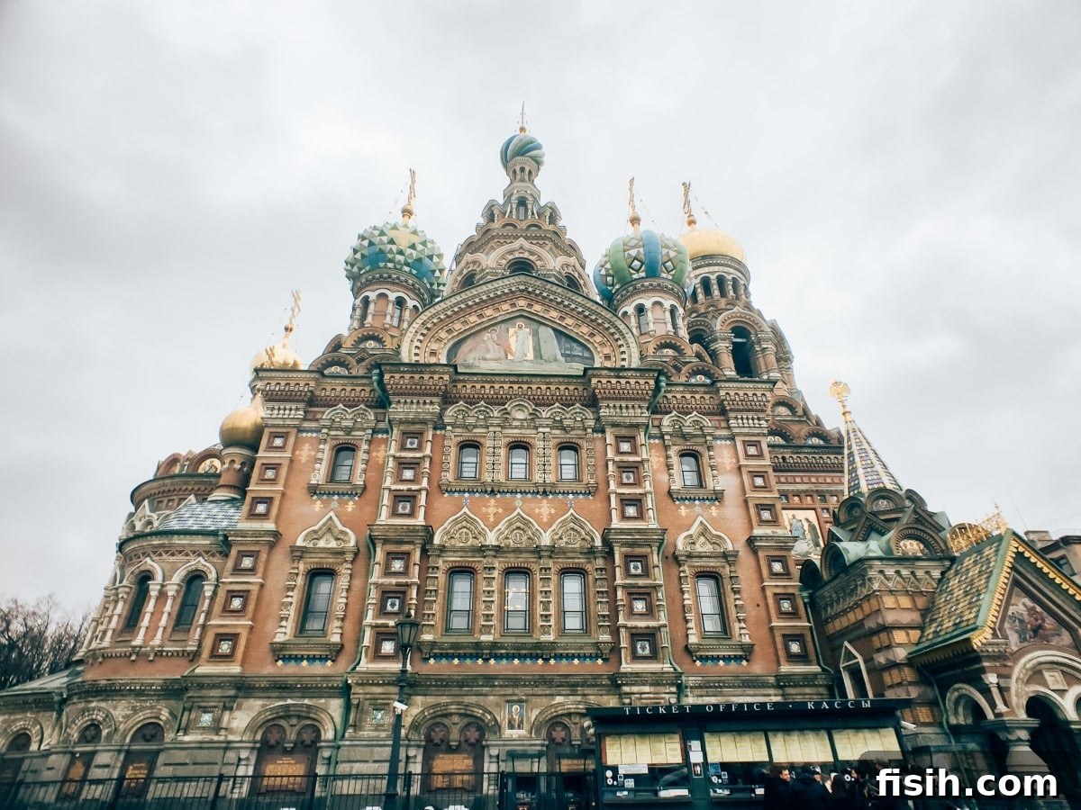 Colorful onion domes of the Church of the Saviour on Spilled Blood, Saint Petersburg