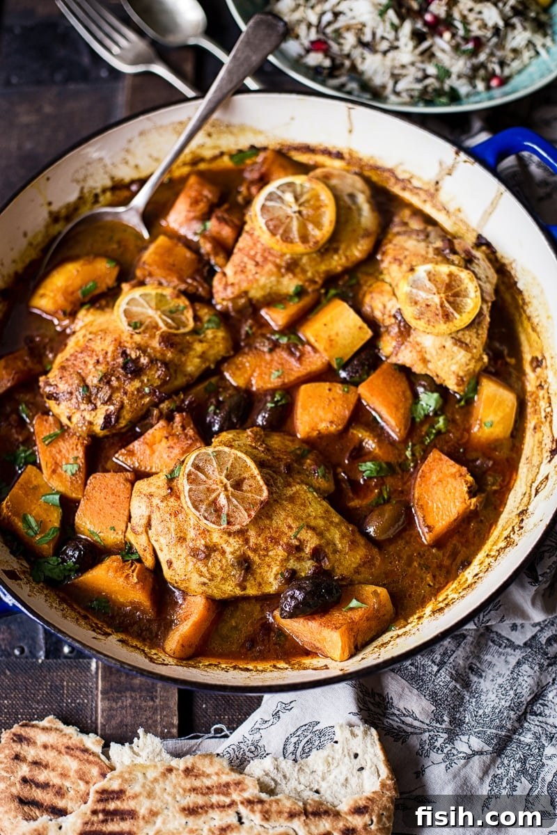 Fragrant Moroccan Chicken Tagine 3 Moroccan Chicken Tagine cooking in a pan