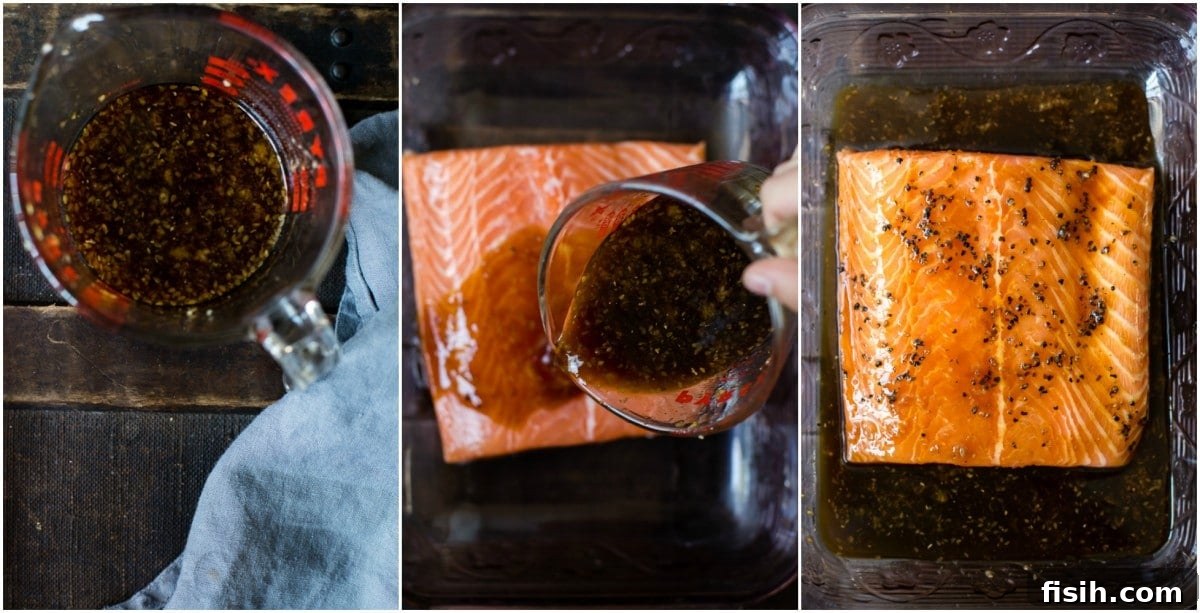 A collage of teriyaki salmon dishes, highlighting the versatility of the marinade.
