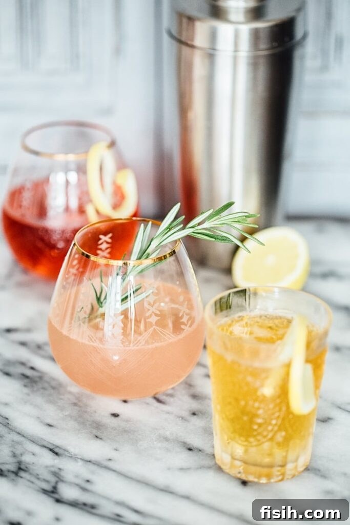 Elevate Your Gin and Tonic Three Ways 2 Side shot of red, pink and orange coloured gin and tonic drinks in glasses