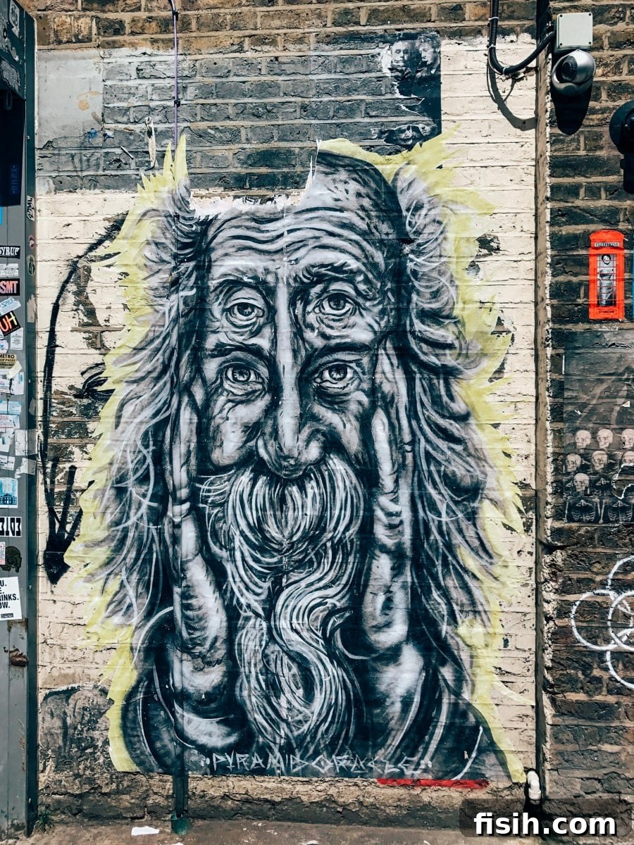 Explore Shoreditch's Vibrant Street Art 3 Intricate Shoreditch street art mural, capturing the essence of East London's artistic expression