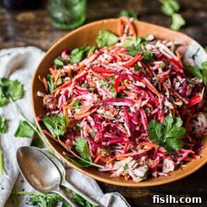 Vibrant Slaw, Zesty Tahini Delight 8 Bowl of slaw on a table