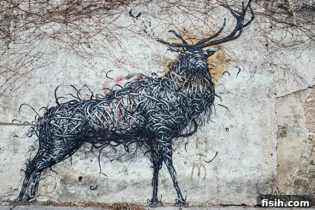 Vibrant street art of an elk in Vienna