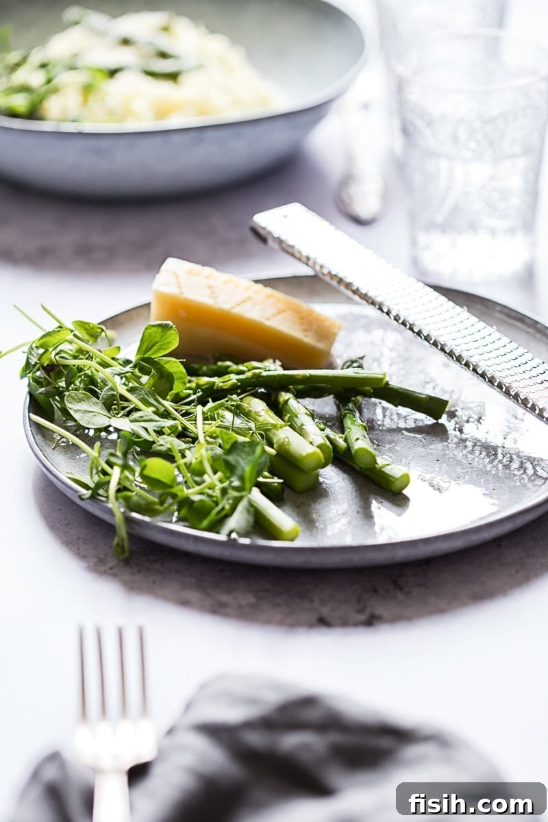 Close-up of creamy Asparagus Risotto
