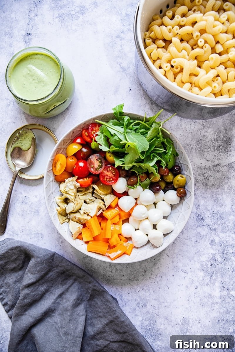 A close-up view of fresh salad ingredients artfully arranged before mixing.