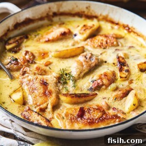 Creamy Normandy Chicken Casserole 7 french chicken casserole in a shallow pan