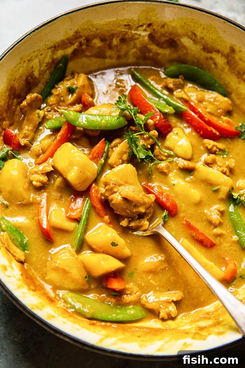 Golden Goodness Homemade Chinese Chicken Curry 2 Chinese chicken curry served with white rice and fresh cilantro garnish