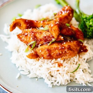 Asian Chicken on white rice with broccoli