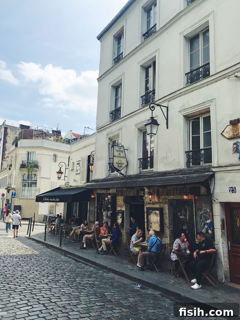 Vibrant cafe culture captured on a Parisian street